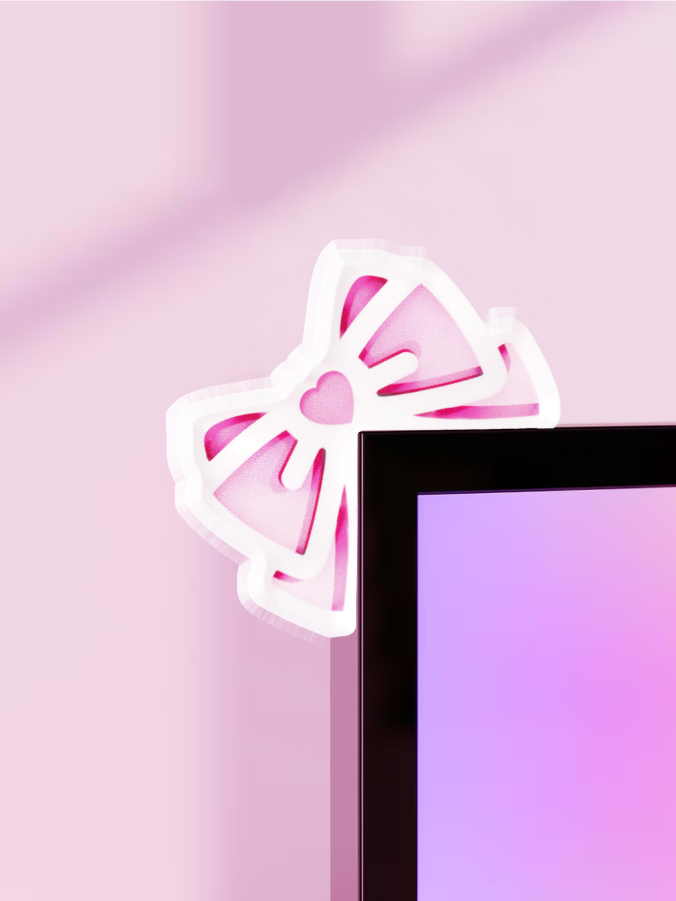 Office Technologies - Schattige strikmonitordecoratie, roze acryl strik, PC-accessoires,